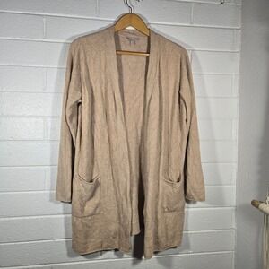 Barefoot Dreams CozyChic Lite Fuzzy Open Cardigan Sweater Neutral Minimalist XL